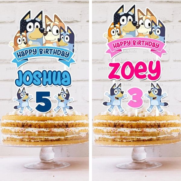 Bluey Cake Topper, Kid Cake Topper, Dog Birthday, Blue Dog Birthday, Bluey  Birthday Decorations 