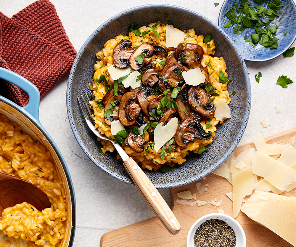 Sautéed Mushroom and Butternut Pumpkin Risotto. 