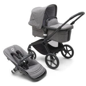 Bugaboo Fox5 Pram with black frame and grey sun canopy product shot