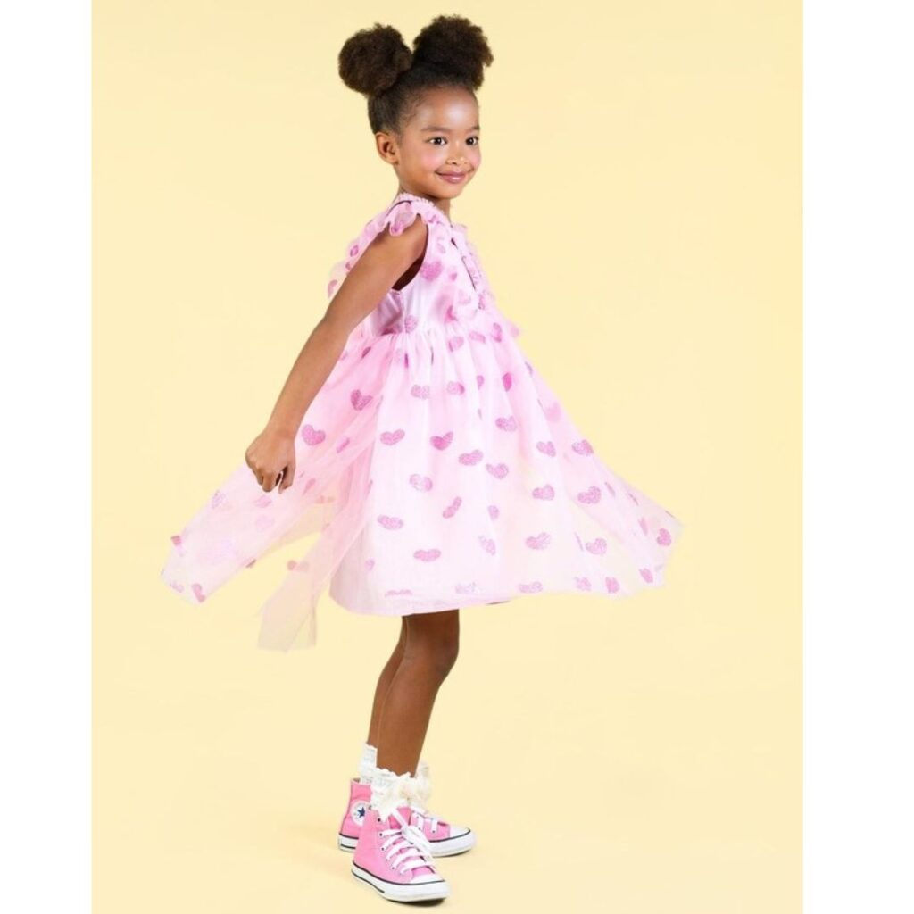 Rock Your Kid Pink Glitter Heart Tulle Dress - Babies-Teens
