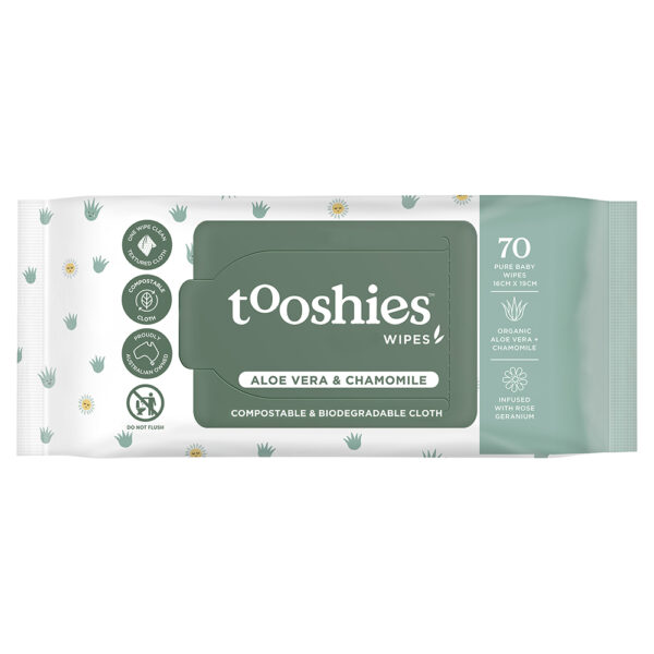 tooshies Aloe Vera & Chamomile Baby Wipes 70pk product shot