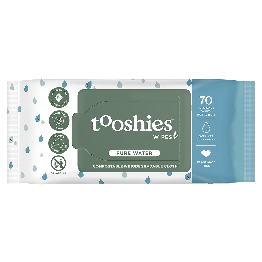 tooshies Pure Water Baby Wipes 70pk product shot