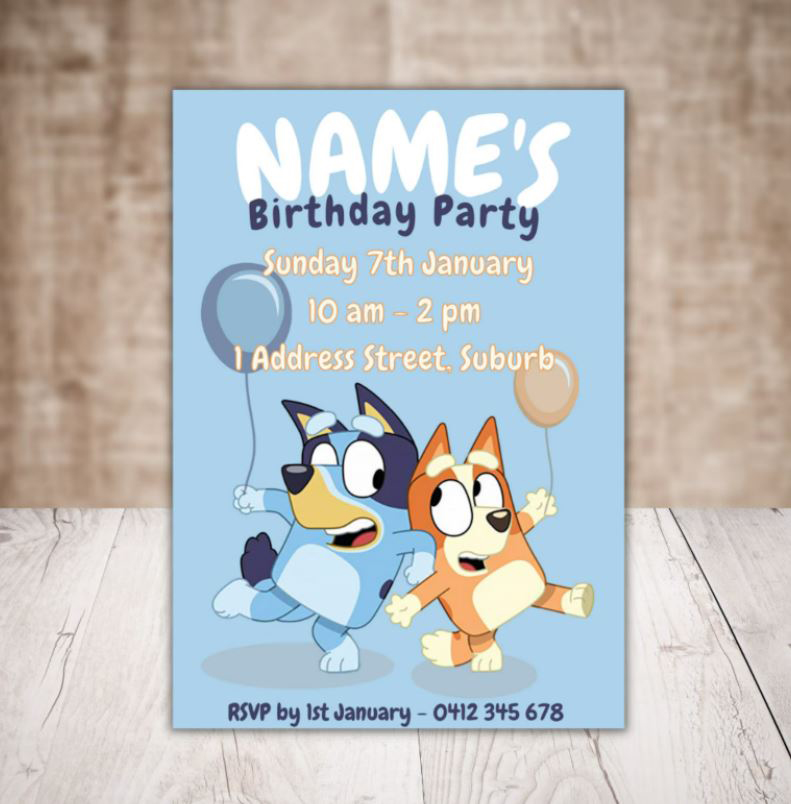 FREE Invitations) Bluey Birthday Invitations + Party Ideas