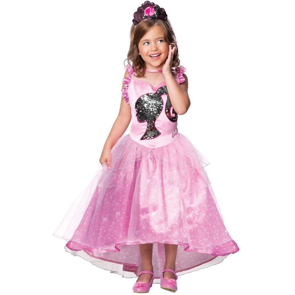 Small child wearing Barbie Princess costume.