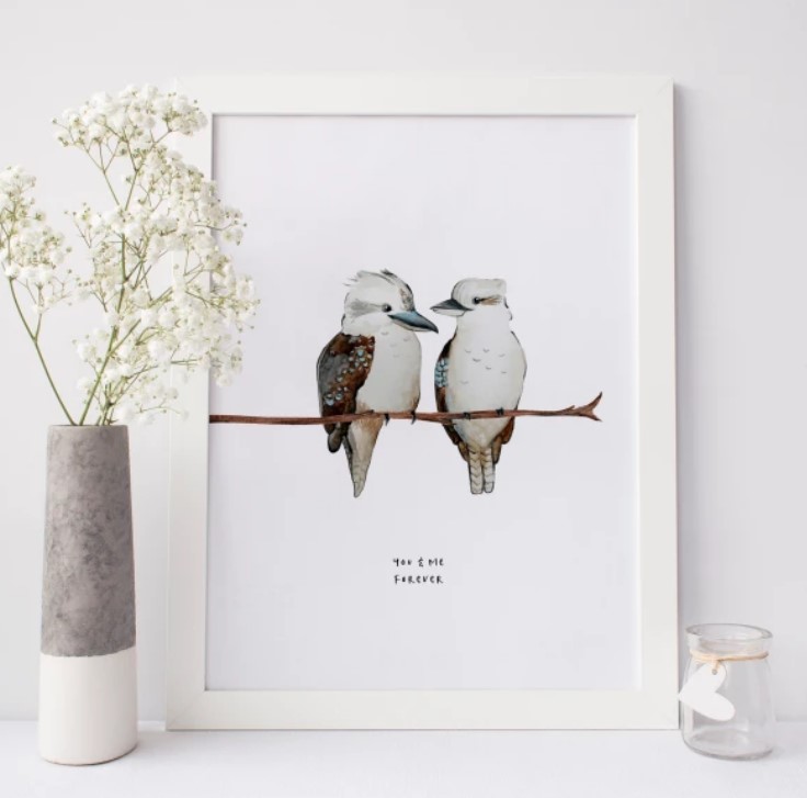 PERSONALISED KOOKABURRA COUPLE PORTRAIT PRINT
