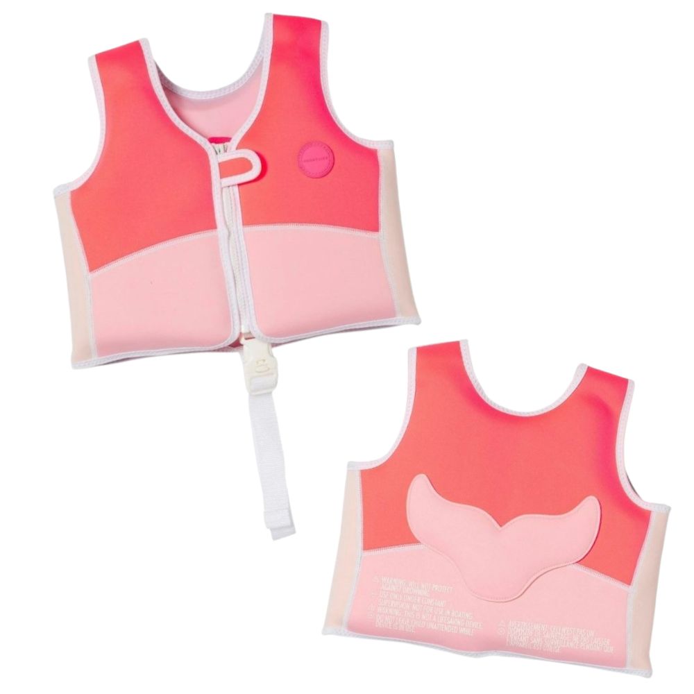 Sunnylife Melody the Mermaid Swim Vest 2-3 in Neon Strawberry