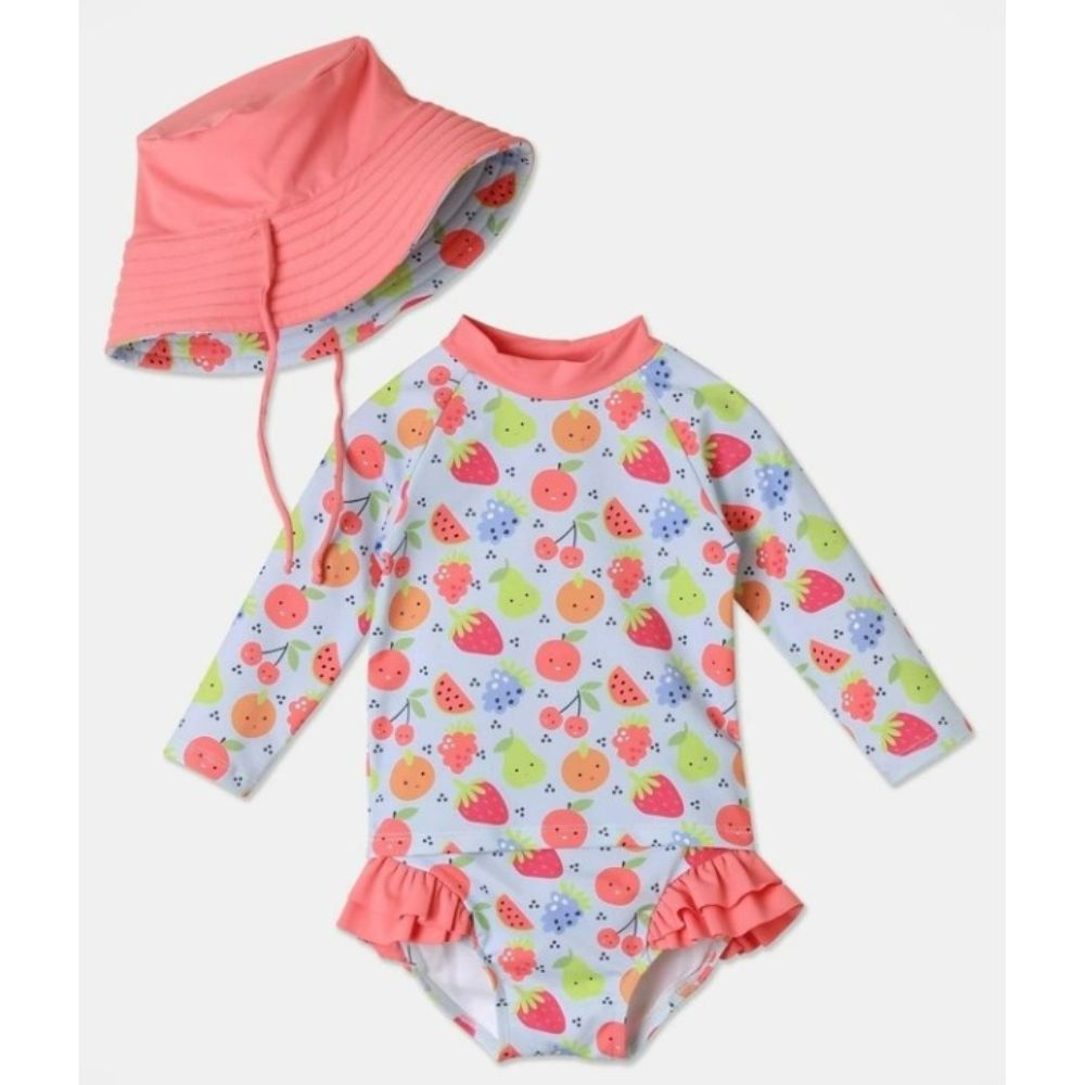 Sprout Fruit Salad 3 Piece Swim Set in Light Blue