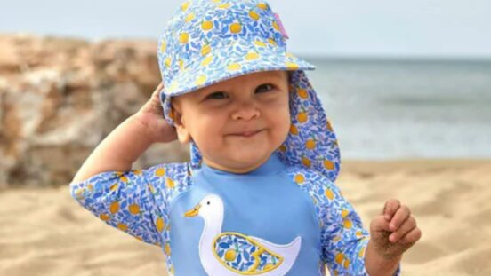 JoJo Maman Bébé Blue Lemon UPF 50 1-Piece Sun Protection Suit