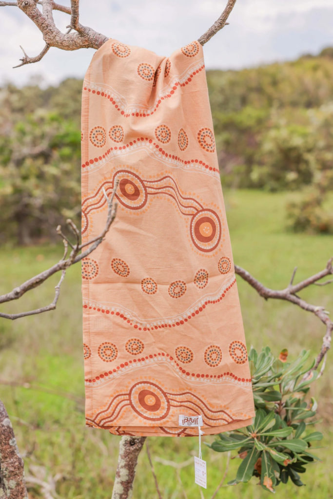 Jindi aboriginal baby wrap hanging from a branch