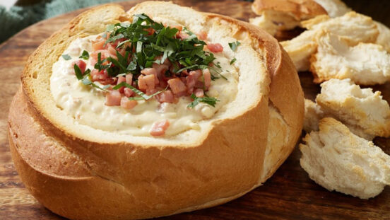 Creamy cheese and bacon cob dip