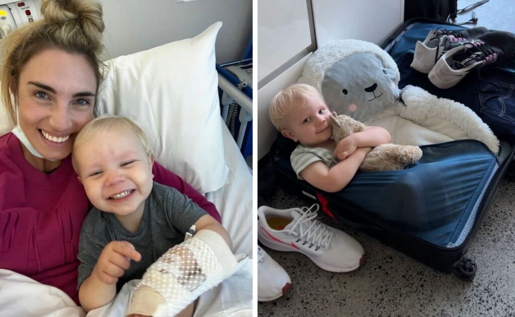 Simon 'Wiggle' Pryce and Lauren Hannaford's son is hospitalised. 