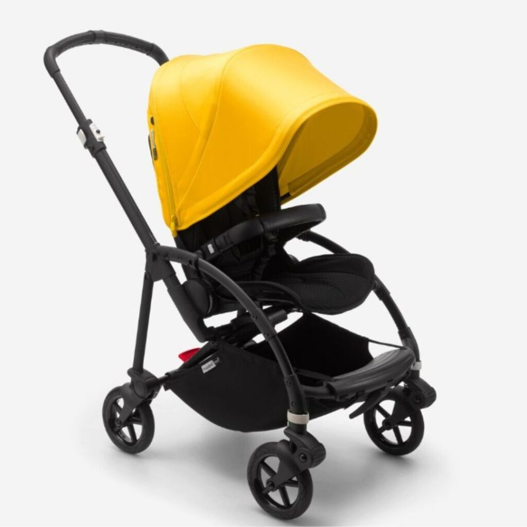 Bugaboo Bee 6 in black with stunning bright yellow hood