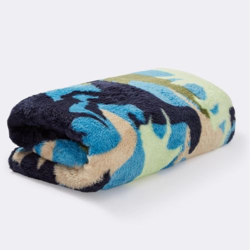 K-D Plush Teddy Dino Print winter Blanket for kids