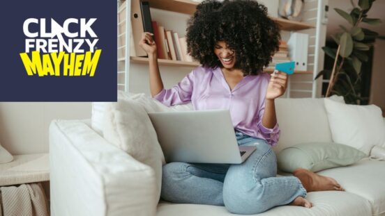 Woman online shopping for Click Frenzy sale