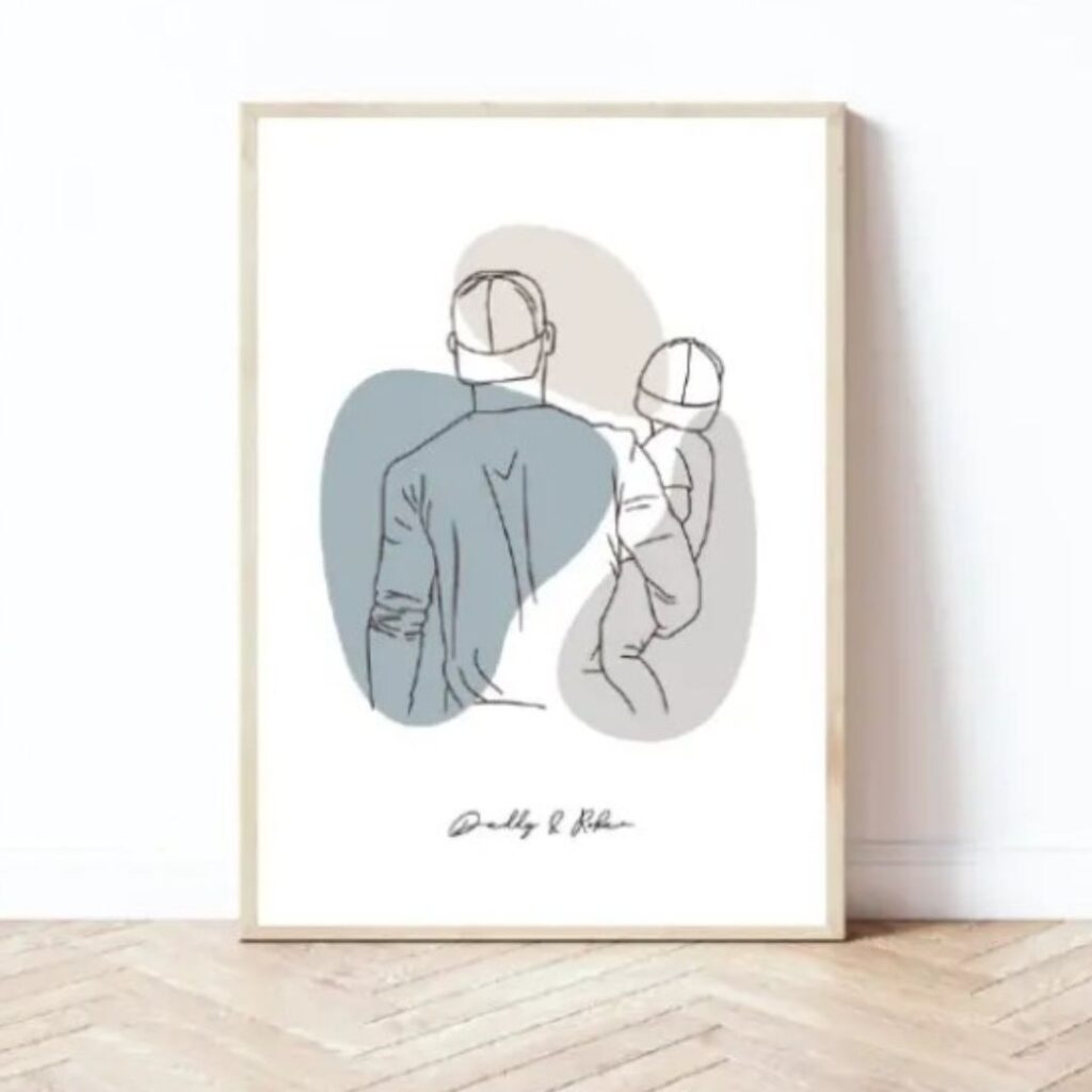 DADDY & ME LINE ART DRAWING by BespokeMoments