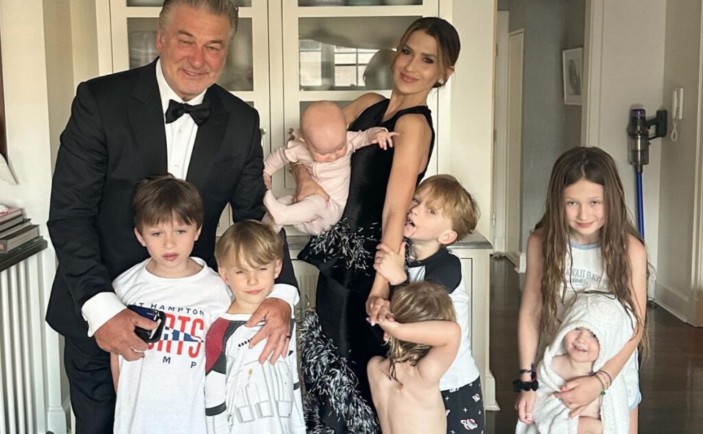 Alec Baldwin with his wife and children - older dads