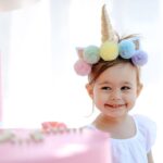 Birthday girl with unicorn headband