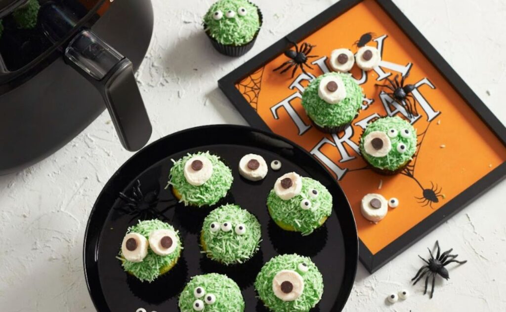 Zombie Monster Cupcakes made in an air fryer