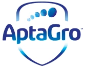 Blue and white AptaGrow logo