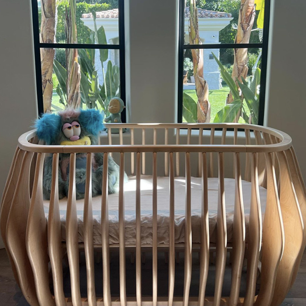 Heavily pregnant Kourtney Kardashian's baby cot.