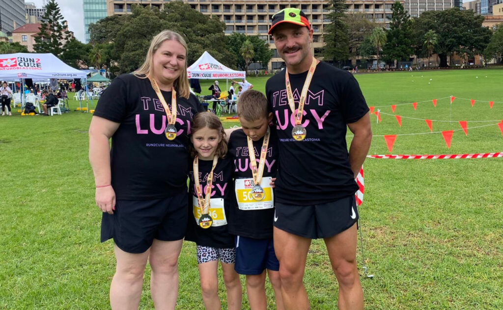 5yo cancer survivor Lucy and her family participating in the Run2Cure.