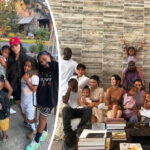 Scott Disick, Kim Kardashian and children SPLIT SCREEN with an image of Kris Jenner and family