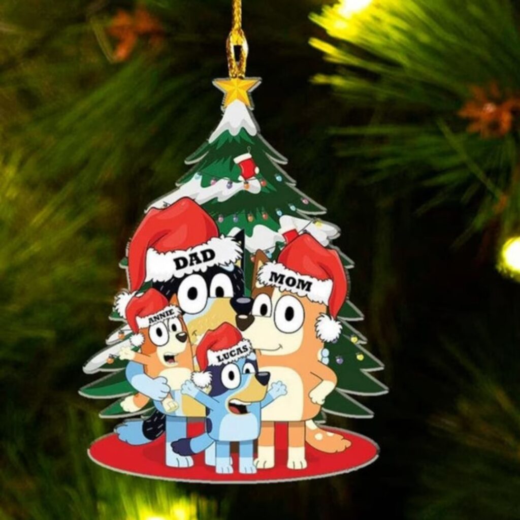 Personalized Bluey Family Christmas Ornament