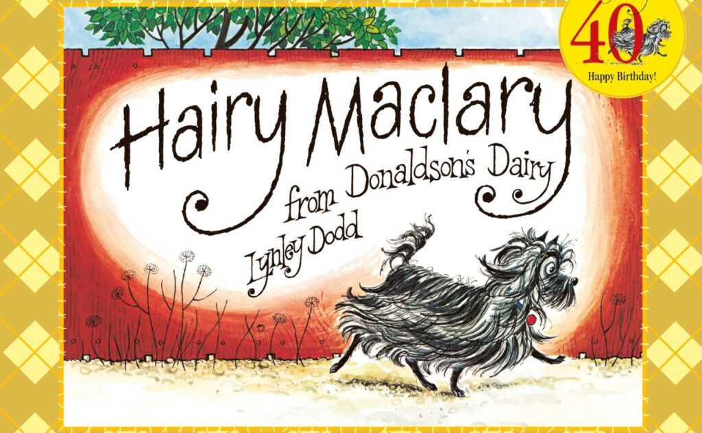 Cover of Hairy Maclary book with 40th anniversary sticker