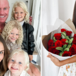 Lauren Brant, Barry Hall and their sons, and Lauren holding roses on Valetine's Day