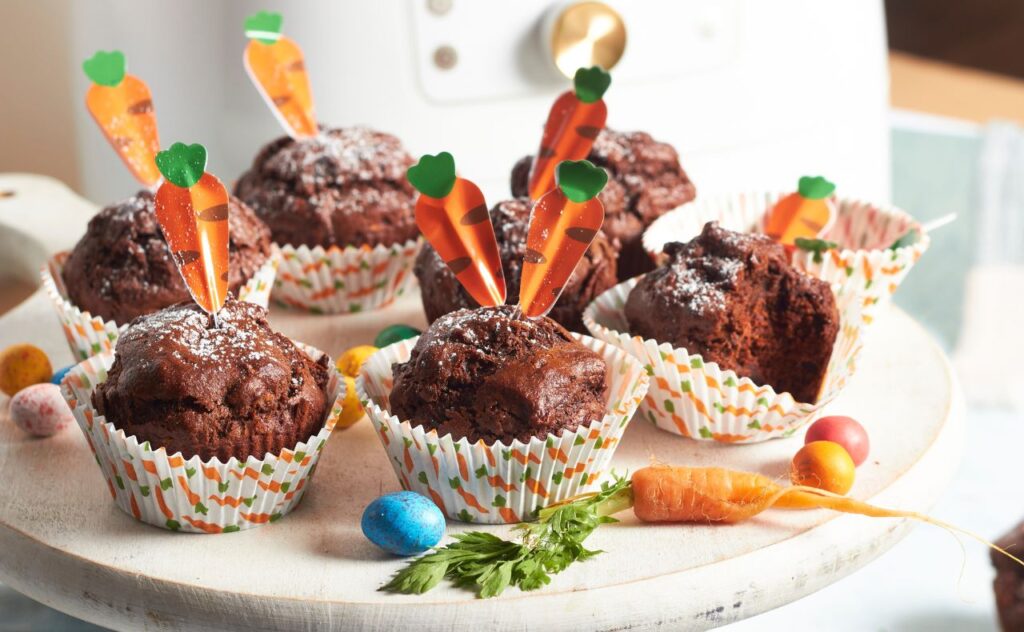 Airfryer chocolate, carrot and date muffins  (dairy free)