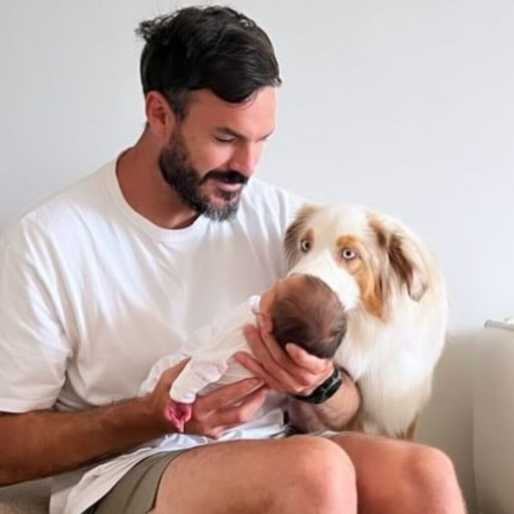 Locky Gilbert with daughter and dog