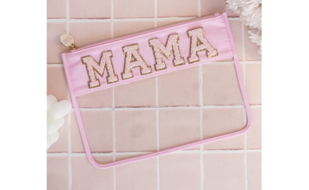 Large Pink Mama Clear Pouch from Spring Street Style