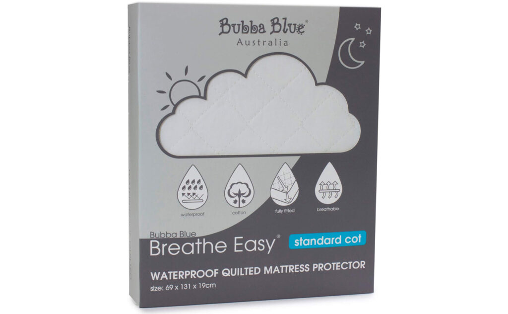 Bubba Blue Breathe Easy Waterproof Quilted Standard Cot Mattress Protector, White