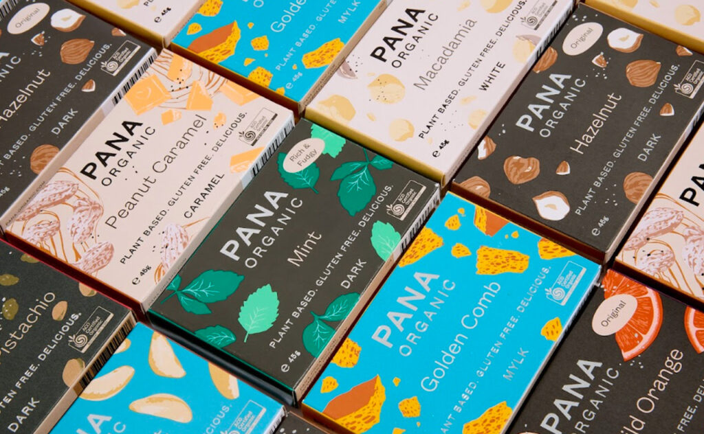 Dana organic chocolate product shot featuring all flavours