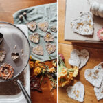 DIY Marigold Seed Paper Hearts craft process