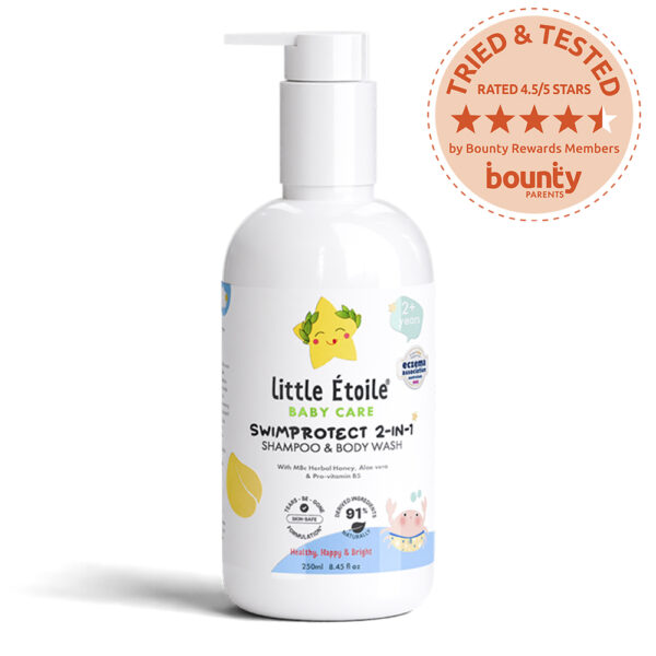 Product shot of Little Étoile Care SWIMPROTECT 2-IN-1 SHAMPOO & BODY WASH (2+ YEARS) in 250ml size.