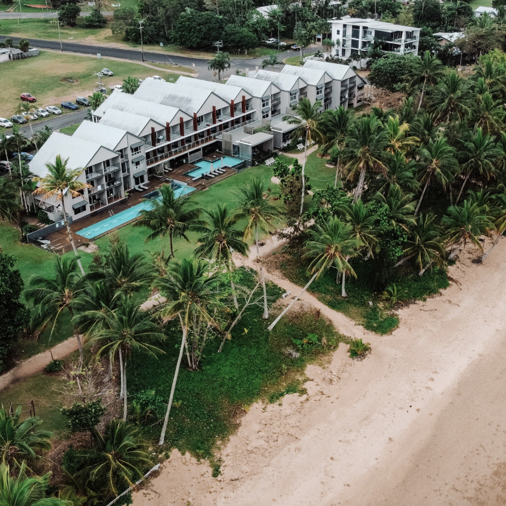 Arial shot of Castaways Resort and Spa Mission Beach