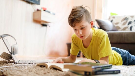 Boy reading books