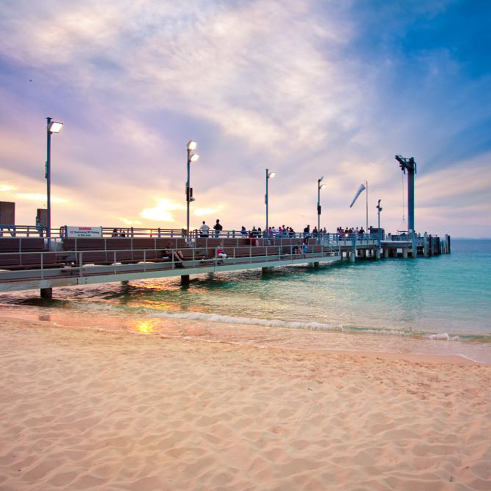 The jetty at Tangalooma resort at sunset