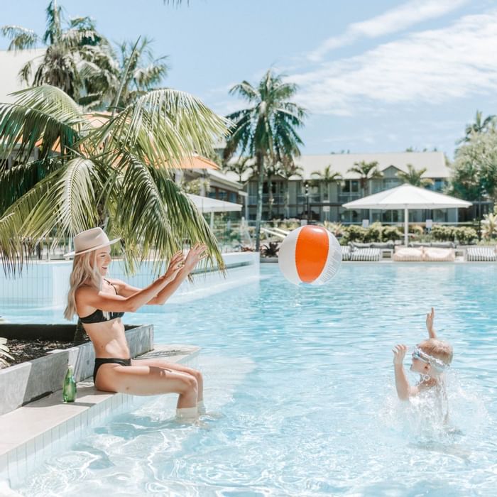 Mother and child enjoy pool at Novotel Sunshine Coast