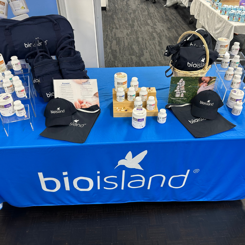 Bio Island's display table at Bounty Parents Baby awards marketplace event