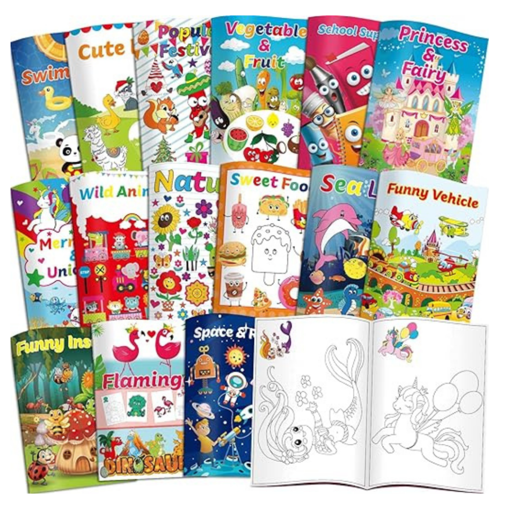 Product shot of 15 colouring in books for kids