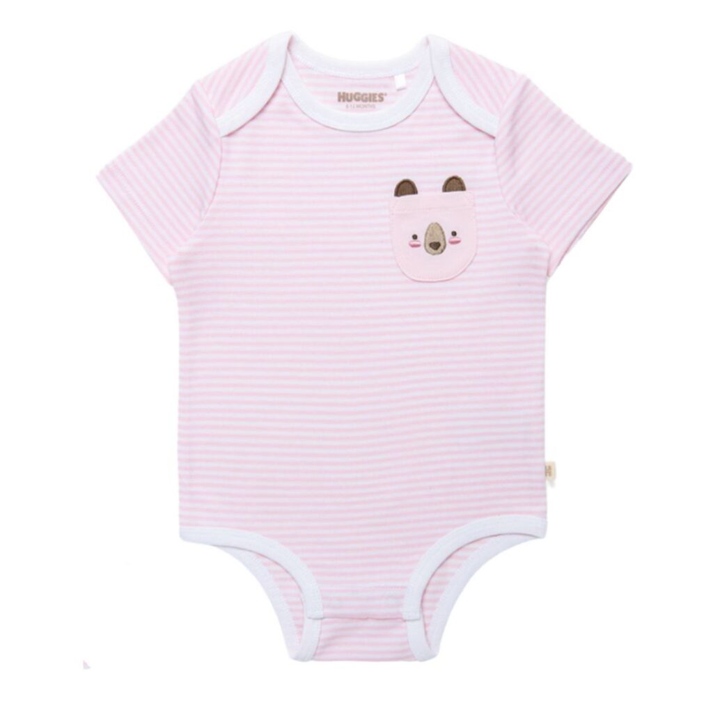 Huggies Babywear Organic Cotton Stripe Short Sleeve Bodysuit