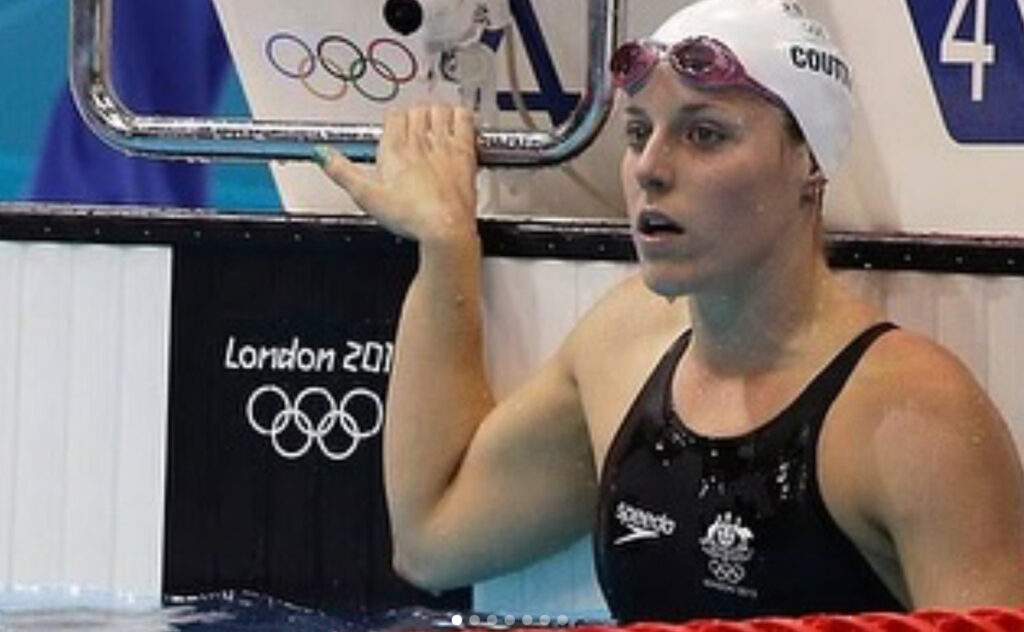 Retired three-time Australian Olympian Alicia Coutts in the pool at the London Olympics