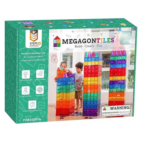 MegagonTiles 110PCS Premium Magnetic Tiles