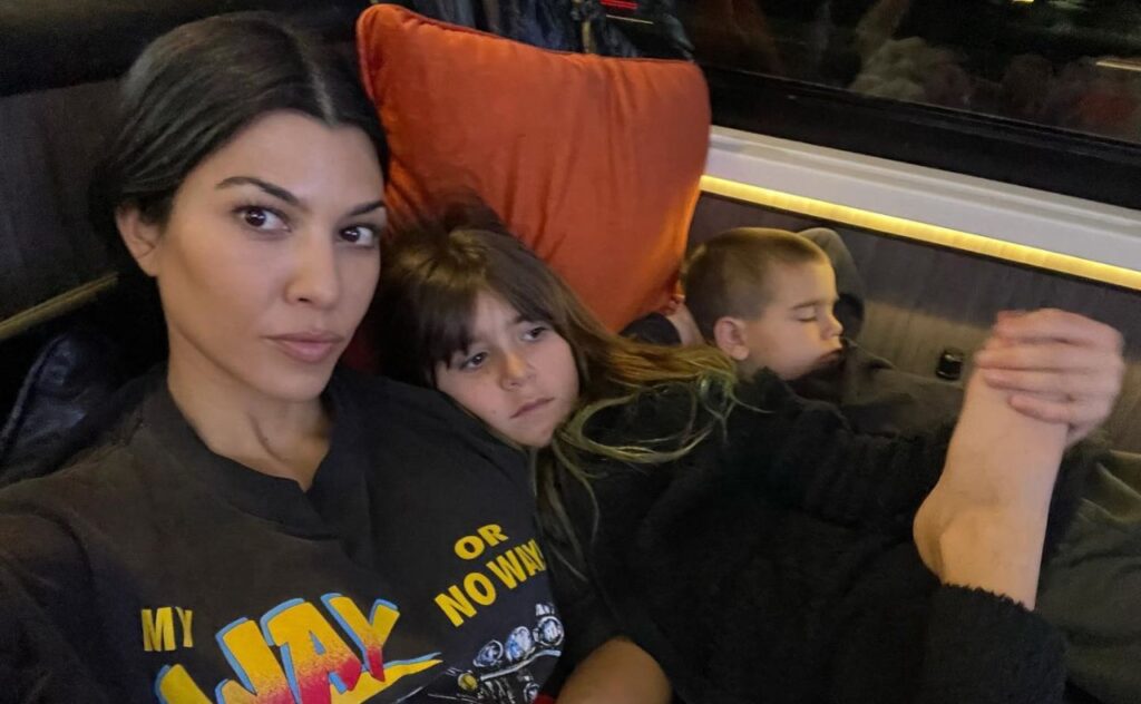 Kourtney Kardashian with two of her children