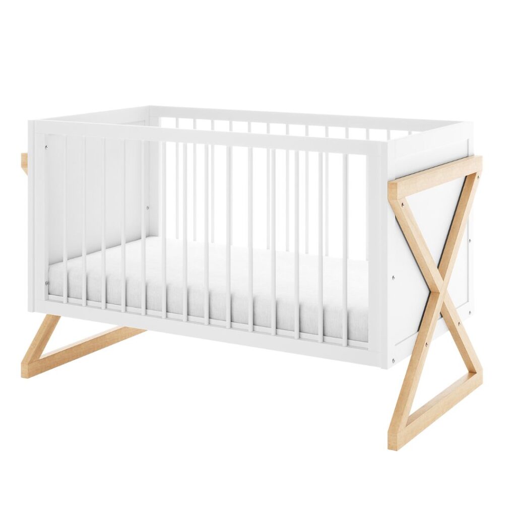 Nursery shopping: Aldwin Natural Pine Cross-Leg Nursery Cot - White Natural