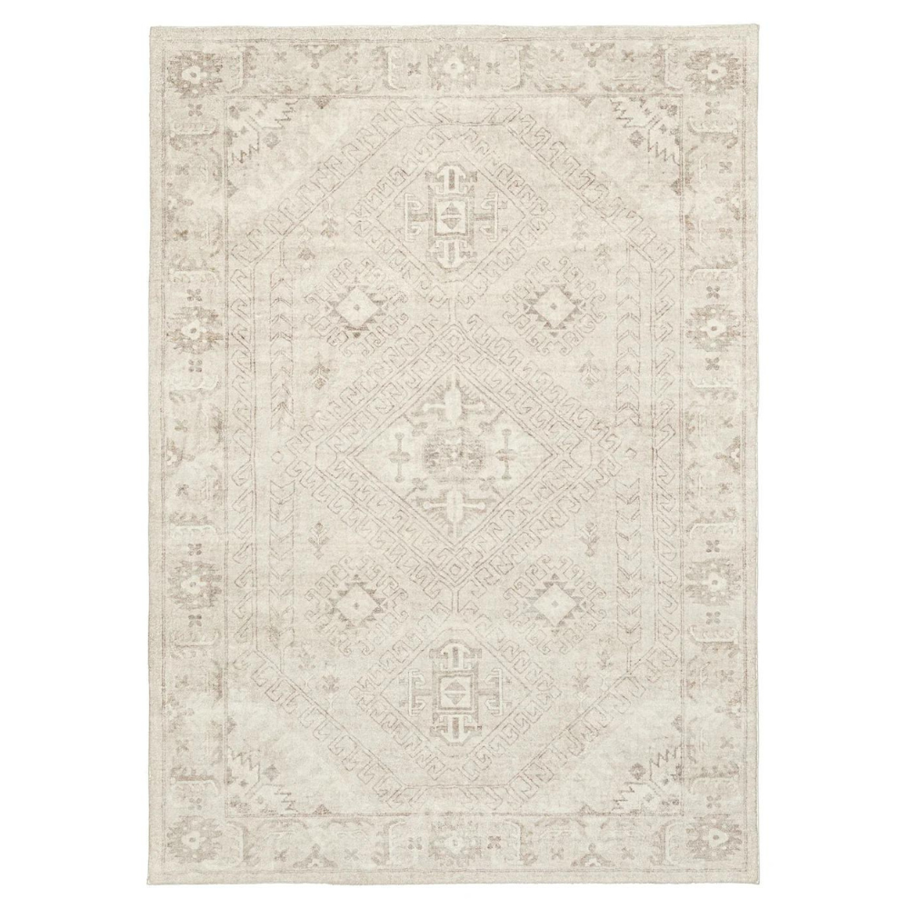 Miss Amara Lucille Cream and Beige Distressed Washable Rug