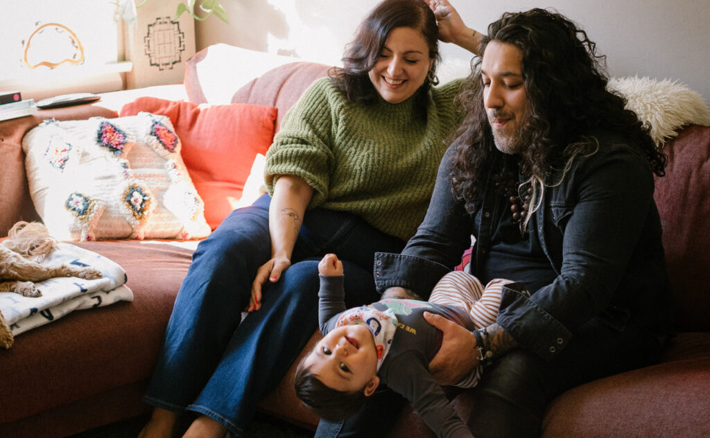 Comfy Koalas founders Nat and Mo with toddler son