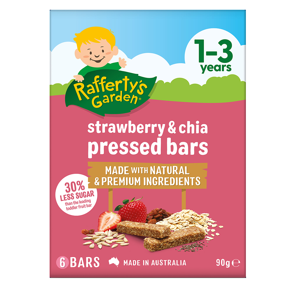 Rafferty's Garden 1-3Y Pressed Bars Strawberry & Chia product shot